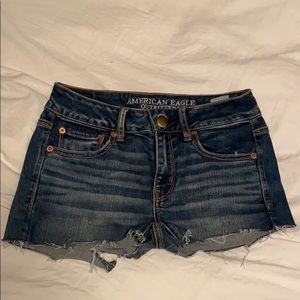 Jeans cut into shorts